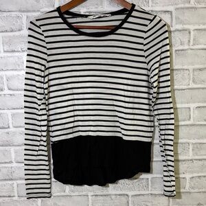 Urban kids size large Chic Striped Long Sleeve Top, light weight black and white